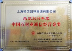2019 中国石材业诚信谋划金奖